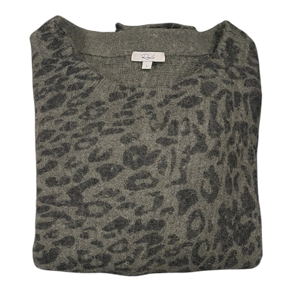 Rails Joanna Olive Leopard Print Wool/Alpaca Sweater size L - Picture 5 of 7